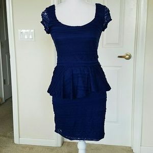 Love Reign Blue lace peplum dress
